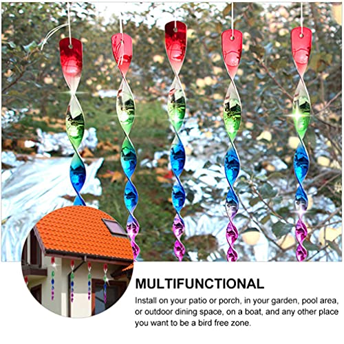 YARDWE 10pcs Bird Rods Gradient Colored Wind Hanging Reflective Scare Spiral Rods Keep Birds Away from Garden House Farm