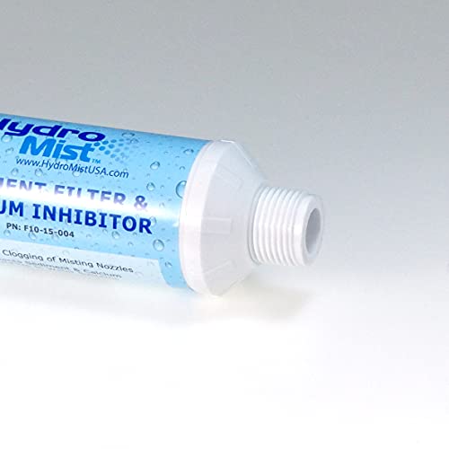 HydroMist Inline Calcium Inhibitor Filter for Mister, Removes Calcium Hardness, Reduces Clogging of a Misting System, Attaches from Spigot to Standard Water Hose, 100 PSI Inlet Pressure