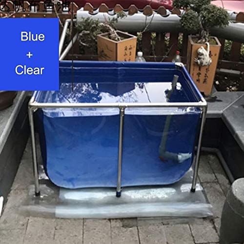 Pool Above Ground Transparent Fish Pond, Canvas Swimming Pool Collapsible 1.3mm Thick PVC Water Tank, Easy To Install For Garden Balcony Plant Breeding ( Color : Blue+Clear , Size : 50x40x30cm )