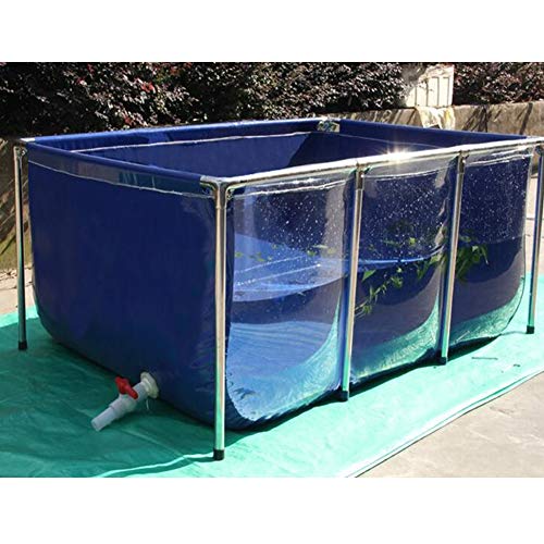 Pool Above Ground Transparent Fish Pond, Canvas Swimming Pool Collapsible 1.3mm Thick PVC Water Tank, Easy To Install For Garden Balcony Plant Breeding ( Color : Blue+Clear , Size : 50x40x30cm )