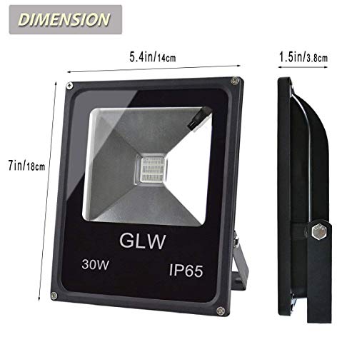 GLW 30W RGB LED Flood Light Remote Control Outdoor Landscape Lighting IP65 Waterproof 16 Colors Changing 4 Mode Security Light for Garden,Lawn,Yard (2 Pack)