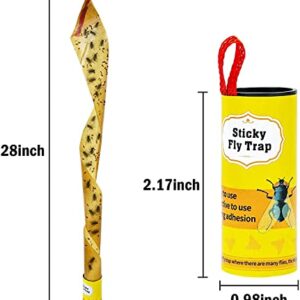 Dwcom 20 Packs Fly Tape, Fly Strips, Fly Paper Strips Roll Ribbon, Sticky Fruit Fly Traps Hanging Catcher Gnat Fungus Trap Killer for Indoors Outdoors