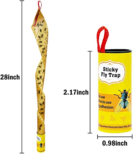 Dwcom 20 Packs Fly Tape, Fly Strips, Fly Paper Strips Roll Ribbon, Sticky Fruit Fly Traps Hanging Catcher Gnat Fungus Trap Killer for Indoors Outdoors