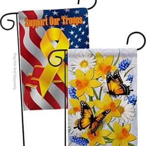 Daffodil & Butterflies Garden Flag - Pack Friends Bugs Frogs Butterfly Ladybugs Dragonfly Bee Springtime Insect Natural Wildlife Support Our Troops - House Yard Gift Double-Sided 13 X 18.5