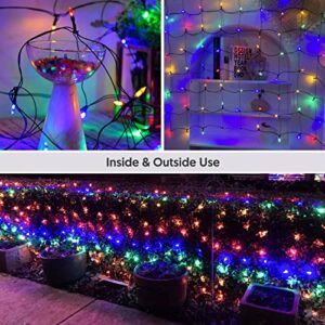 120Led Christmas Net Lights Outdoor 5ft x 6ft Connectable, 8 Modes Net Mesh Lights Waterproof Black Wire, 29V Plug in Mesh Net Lights for Garden, Yard, Bushes, Trunk, Xmas Tree Decor (Multicolor)