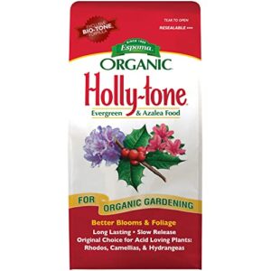 espoma organic holly-tone 4-3-4 natural & organic evergreen & azalea plant food; 4 lb. bag; the original & best fertilizer for all acid loving plants including rhododendrons & hydrangeas.