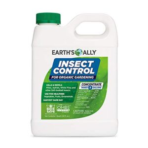 earth’s ally insect control concentrate for plants | safe outdoor & indoor plant insecticide, spider mite, aphid & mealybug killer – for organic garden & household plants, 32oz concentrate