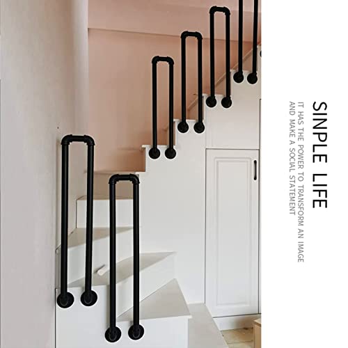 Drsyffsup Black Handrails for Concrete Steps Or Wooden Stairs，1 Steps Wrought Iron Handrail Picket for Indoor Outdoor Garden Villa Porch Grab Rail with Installation Kit (Size : 35cm(1.1ft))