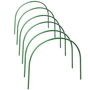 Marooma 6Pcs Greenhouse Hoops, 18.9 H x 18.9 W Plant Support Garden Stakes, Rust-Free Grow Tunnel 4ft Long Steel with Plastic Coated Support Hoops Frame for Garden Fabric, Garden Netting