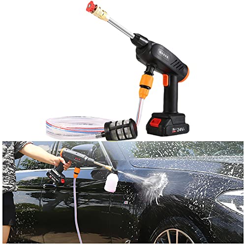 Auoesiwi Cordless Pressure Washer Battery Powered,Small Pressure Washer Portable 24v Electric Cleaner 160w 100bar Lithium,Extension Pole,Garden/Outdoor Cleaning Tool(Size:88VF)