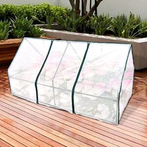 verfarm portable greenhouse kit for raised garden bed with roll-up zipper doors, plants hot house pe cover for protecting plant from cold frost & birds & insects, easy access (6*3ft)