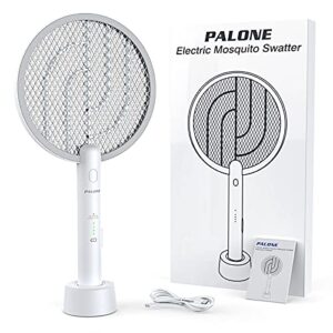 PALONE Electric Fly Swatter 3000V Bug Zapper Racket 2 in 1 Fly Swatter with 1200mAh Battery Rechargeable Mosquito Killer Lamp with 3 Layers Safety Mesh for Indoor and Outdoor