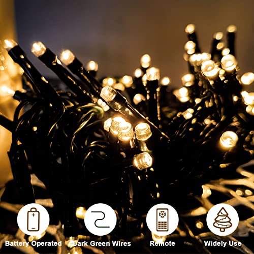 ZAIYW 4 Pack Battery Operated String Lights, 16.5 Ft Dark Green Wire 50 LED String Lights with Remote Timer 8 Modes Fairy Lights for Bedroom Party Patio Yard Garden Christmas Tree Decor (Warm White)