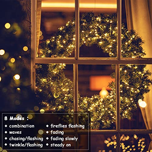 ZAIYW 4 Pack Battery Operated String Lights, 16.5 Ft Dark Green Wire 50 LED String Lights with Remote Timer 8 Modes Fairy Lights for Bedroom Party Patio Yard Garden Christmas Tree Decor (Warm White)