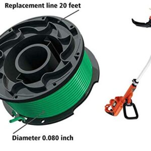 GH3000 Trimmer Spool Replacement Compatible with Black and Decker SF-080 SF-080-BKP GH3000R LST540B LST540 Auto Feed Weed Eater, SF080 Spool Refills 20ft 0.080 inch Single Line, GH3000 Spool