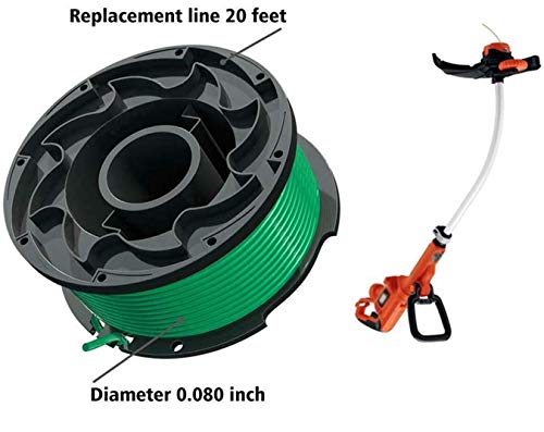 GH3000 Trimmer Spool Replacement Compatible with Black and Decker SF-080 SF-080-BKP GH3000R LST540B LST540 Auto Feed Weed Eater, SF080 Spool Refills 20ft 0.080 inch Single Line, GH3000 Spool