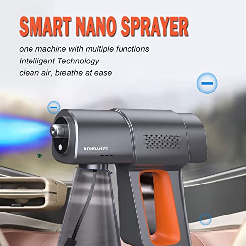 Handheld Induction Nano Fogger Machine，Sanitizer Spray Machine, Electrostatic Sprayer， Electrostatic Atomizer Sprayer，Cordless Nano Steam for Home Office Garden use (Gray)