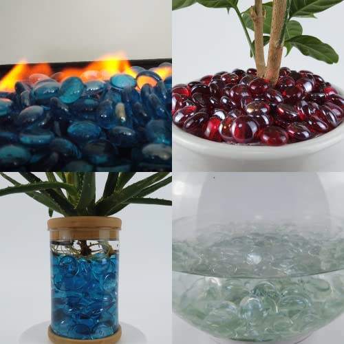 TWINKLING High Luster Round Fire Glass Beads,Glass Marbles,Glass Pebbles,Fire Glass Drops for Fire Pit Vase Fillers Crafts Aquarium Garden Decoration,17-19mm,1-Pound Jar (Pink)