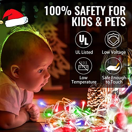 Heceltt 98ft Christmas Lights 1000Led, Plug in Fairy Lights with 8 Modes, Memory and High Density, Christmas Decorations for Wedding Holiday Party Garden Xmas Tree Indoor Outdoors, Multi Color