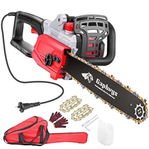 electric chainsaw corded 16 inch electric chain saw, 9 amp corded chainsaw pruning saw with 5m wire, tool-less chain tension electric chainsaw for cutting trees, wood, garden and farm