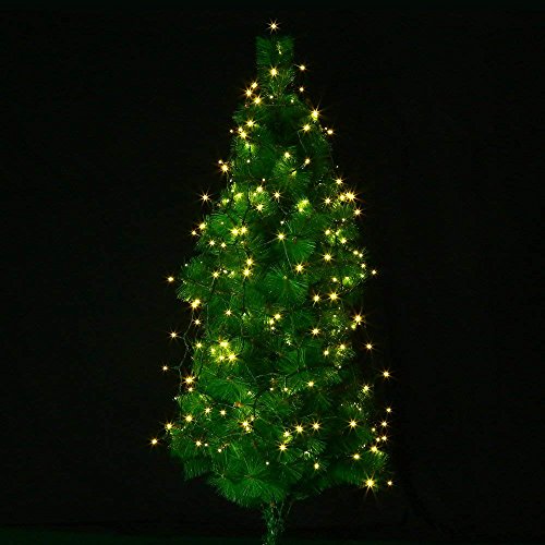 4 Pack- Battery Operated Outdoor Christmas Tree String Lights with 50 Warm White LEDs on 16.5ft/5m of Dark Green Cable,Ambiance Lighting for Bedroom Patio Garden Gate Yard Parties Wedding Decoration