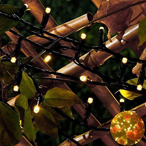 4 Pack- Battery Operated Outdoor Christmas Tree String Lights with 50 Warm White LEDs on 16.5ft/5m of Dark Green Cable,Ambiance Lighting for Bedroom Patio Garden Gate Yard Parties Wedding Decoration