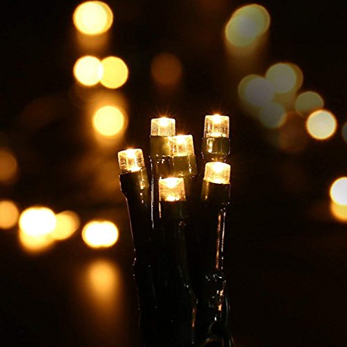 4 Pack- Battery Operated Outdoor Christmas Tree String Lights with 50 Warm White LEDs on 16.5ft/5m of Dark Green Cable,Ambiance Lighting for Bedroom Patio Garden Gate Yard Parties Wedding Decoration