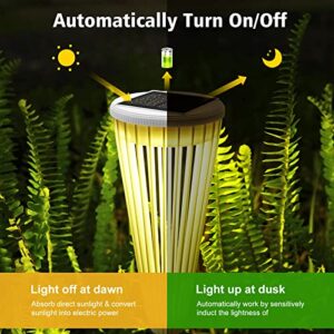 LCMKR Solar Pathway Lights, 8 Pack Solar Garden Lights Outdoor Waterproof Unique Pattern Solar Powered Landscape Path Lights Decorative for Yard Garden Walkway Driveway Lawn,White & Warm Light