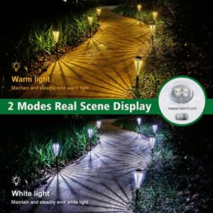 LCMKR Solar Pathway Lights, 8 Pack Solar Garden Lights Outdoor Waterproof Unique Pattern Solar Powered Landscape Path Lights Decorative for Yard Garden Walkway Driveway Lawn,White & Warm Light