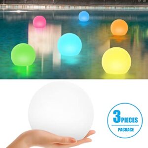 FUYO 3PCS Solar Floating Pool Light, RGB Color Changing LED Solar Ball Lightswith Remote and Ground Plug,IP66 Outdoor Waterproof for Lawn, Pool,Pond,Yard,Outdoor Decor (Ball)