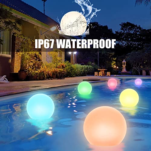 FUYO 3PCS Solar Floating Pool Light, RGB Color Changing LED Solar Ball Lightswith Remote and Ground Plug,IP66 Outdoor Waterproof for Lawn, Pool,Pond,Yard,Outdoor Decor (Ball)