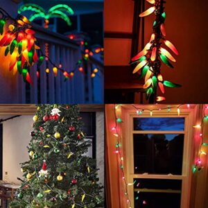 Romasaty Multi-Colored Chili Pepper Christmas String Lights,13.6FT Chili Pepper Cluster Lights with 35 Chili Pepper Bulbs for Outdoor/Indoor Kitchen Garden Patio Christmas Decor