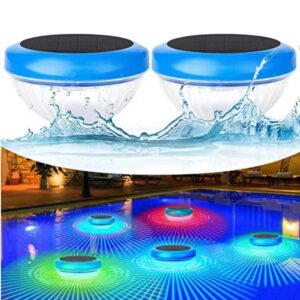 kluyuexin floating solar pool light, rgb colors changing waterproof swimming pool light solar powered, outdoor led pond lamp for above ground garden patio yard lawn party beach decor (2p)