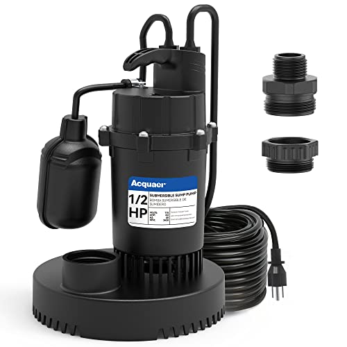 Acquaer 1/2HP Sump Pump, 4060GPH Submersible Clean/Dirty Water Pump with Adjustable Float Switch for Garden Pool,Basement, Flooded House , Hot Tub and Irrigat&Acquaer 1-1/2" x 50 FT Pool Backwash Hose