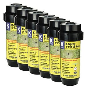 k-spray- 3″ professional pop-up sprays- 6pack w. 15′ adjustable pattern nozzles(0°-360°)