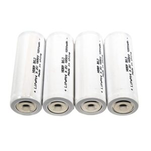 hqrp battery 4-pack 1200mah ifr-18500 18500 3.2v lifepo4 compatible with solar garden landscape patio light spotlight rechargeable with button top 54mm