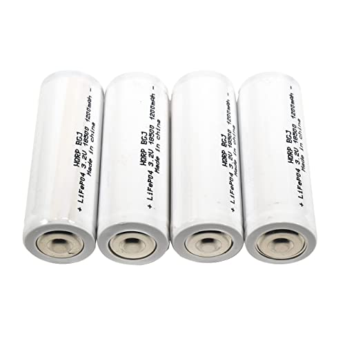 HQRP Battery 4-Pack 1200mAh IFR-18500 18500 3.2v LiFePO4 Compatible with Solar Garden Landscape Patio Light Spotlight Rechargeable with Button Top 54mm