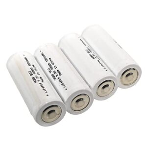 HQRP Battery 4-Pack 1200mAh IFR-18500 18500 3.2v LiFePO4 Compatible with Solar Garden Landscape Patio Light Spotlight Rechargeable with Button Top 54mm