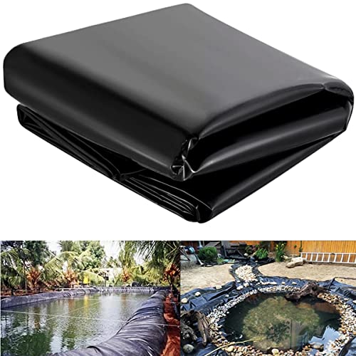 CiCixixi Pond Liner 10x 13.1ft LDPE Pond Skins for Fish Ponds Stream Fountain Water Garden, Black Waterfall Backyard Koi Pond Liner, Easy Cutting Underlayment Pond Liners (10x13.1FT)