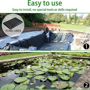 CiCixixi Pond Liner 10x 13.1ft LDPE Pond Skins for Fish Ponds Stream Fountain Water Garden, Black Waterfall Backyard Koi Pond Liner, Easy Cutting Underlayment Pond Liners (10x13.1FT)