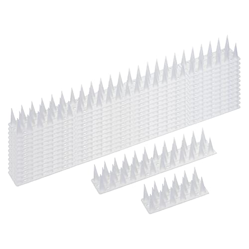 MECCANIXITY Bird Spikes 18 Inch Plastic Deterrent Spikes for Anti Cat Pigeon for Outdoor Keep Bird Away (Clear, Pack of 12)