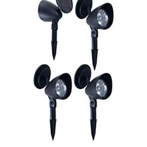 Solar Powered Lights (Set of 4)- LED Outdoor Stake Spotlight Fixture for Gardens, Pathways, and Patios by Pure Garden, Black