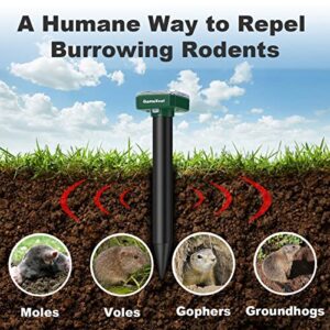 Solar Mole Repeller Gopher Repellent Ultrasonic Solar Powered 2pcs Pest Repeller for Mole Repeller Rodent Gopher Deterrent Vole Chaser for Lawn Yard & Garden of Outdoor Use 2 Packs