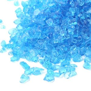 Alan Stone High Luster Reflective Fire Glass Gravel,Fire Gems,Fire Drops,Fire Glass Pebbles Stones Beads Chips for Fire Pit Fish Tank Aquarium Garden,3-6mm 305g/0.67lb (Aquamarine)