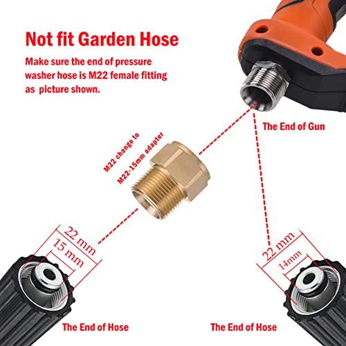 FIXFANS Pressure Washer Gun Kit, 4000PSI Power Washer Handle Gun with Replacement Wand Extension, High Pressure Spray Gun with 5 Nozzle Tips, M22 Fitting, 1/4" Quick Connect Female