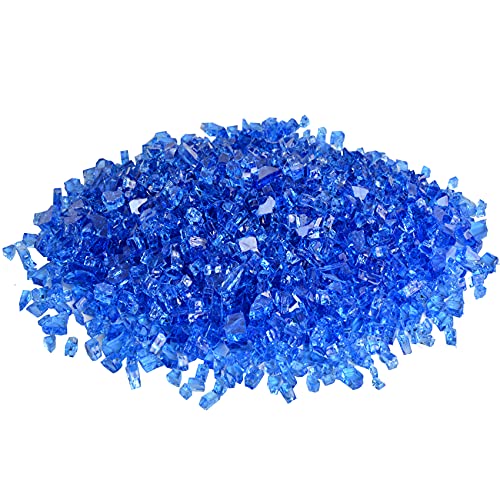 Skyflame High Luster 10-Pound Regular Fire Glass for Fire Pit Fireplace Garden Landscaping Cobalt Blue 1/4" Size