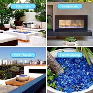 Skyflame High Luster 10-Pound Regular Fire Glass for Fire Pit Fireplace Garden Landscaping Cobalt Blue 1/4" Size