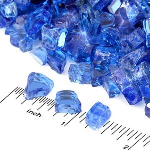 Skyflame High Luster 10-Pound Regular Fire Glass for Fire Pit Fireplace Garden Landscaping Cobalt Blue 1/4" Size