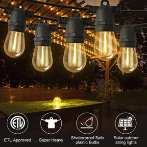 Dott Arts 2-Pack 96FT Solar Outdoor String Lights Waterproof with Dimmable Remote Control,Patio LED String Lights with 32 Plastic Bulbs for Backyard Garden Bistro sWedding Party