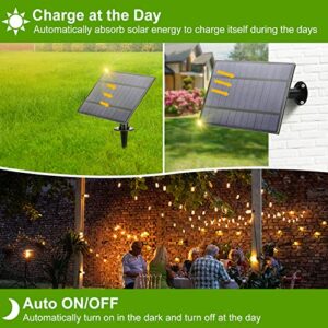 Dott Arts 2-Pack 96FT Solar Outdoor String Lights Waterproof with Dimmable Remote Control,Patio LED String Lights with 32 Plastic Bulbs for Backyard Garden Bistro sWedding Party